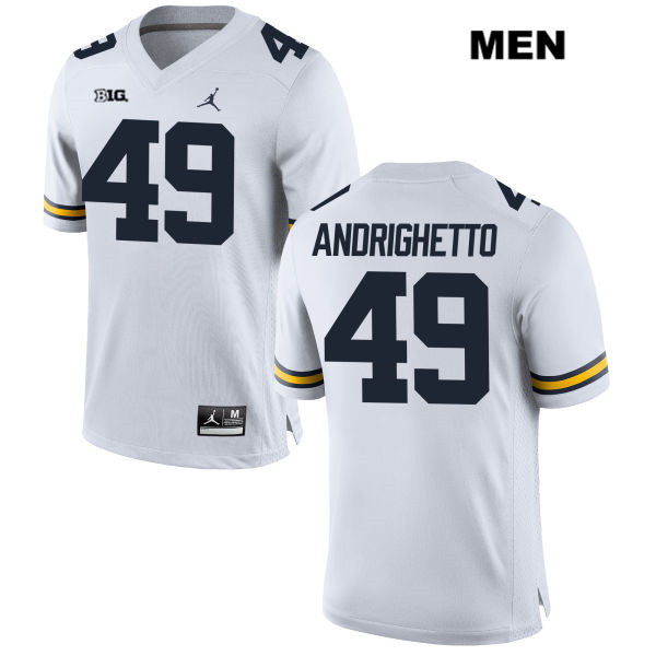 Men's NCAA Michigan Wolverines Lucas Andrighetto #49 White Jordan Brand Authentic Stitched Football College Jersey QA25O13QT